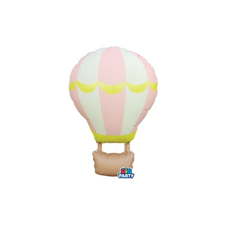 Palloncino Nascita BIMBA  a forma di MONGOLFIERA  rosa - 54 x 87 cm - 1 pezzo