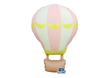 Palloncino Nascita BIMBA  a forma di MONGOLFIERA  rosa - 54 x 87 cm - 1 pezzo