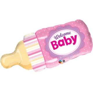 Palloncino Nascita Bimba - Biberon "Baby Girl" - Qualatex -39" / 99 cm - 1 pz