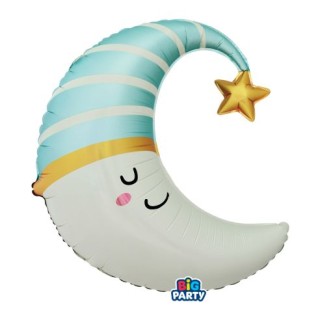 Palloncino Nascita BIMBO  a forma di MEZZA LUNA celeste - 54 x 87 cm - 1 pezzo