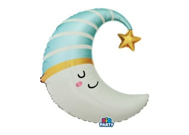 Palloncino Nascita BIMBO  a forma di MEZZA LUNA celeste - 54 x 87 cm - 1 pezzo