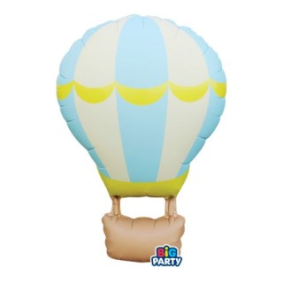 Palloncino Nascita BIMBO  a forma di MONGOLFIERA  celeste - 54 x 87 cm - 1 pezzo