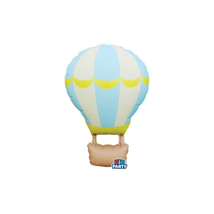 Palloncino Nascita BIMBO  a forma di MONGOLFIERA  celeste - 54 x 87 cm - 1 pezzo