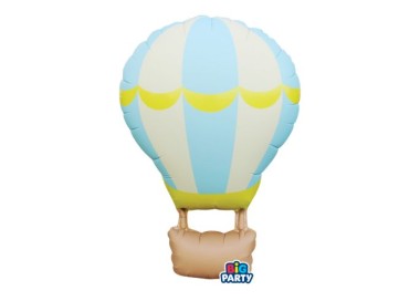 Palloncino Nascita BIMBO  a forma di MONGOLFIERA  celeste - 54 x 87 cm - 1 pezzo