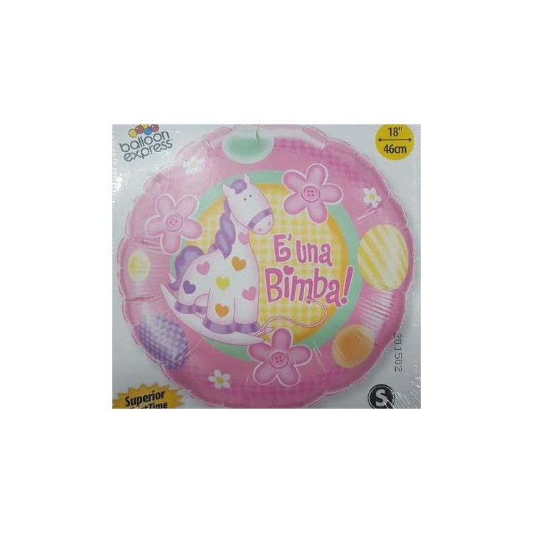 Palloncino Nascita Tondo "E' una Bimba " - Qualatex - 46 cm - 1 pz Palloncino Nascita Tondo "E' una Bimba " - Qualatex - 46 cm - 1 pz