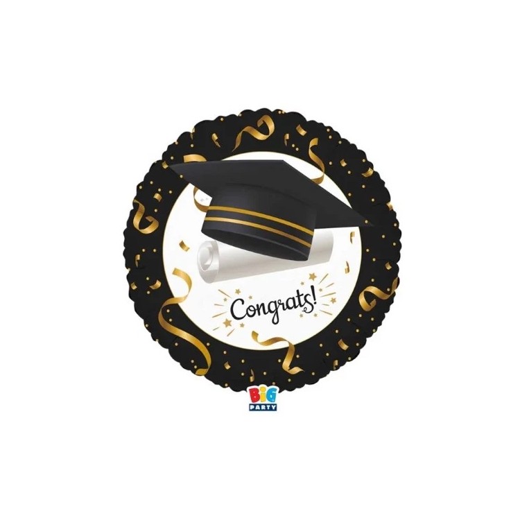 Palloncino nero Laurea (generico - unisex)  - 18" / 45 cm - 1 pz
