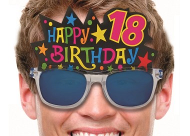  Occhiali a specchio Happy birthday  18 anni pz 1