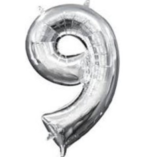 Palloncino numero 9 tridimensionale  in foil colore argento misura 25 x 35 cm Anagram pz 1