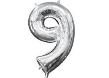 Palloncino numero 9 tridimensionale  in foil colore argento misura 25 x 35 cm Anagram pz 1