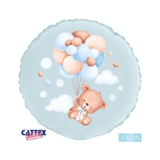 Palloncino ORSETTO CELESTE  CON PALLONCINI  - CATTEX - 46 cm  - 1 pz