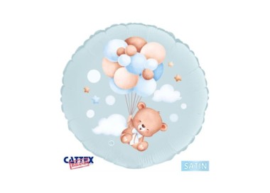 Palloncino ORSETTO CELESTE  CON PALLONCINI  - CATTEX - 46 cm  - 1 pz