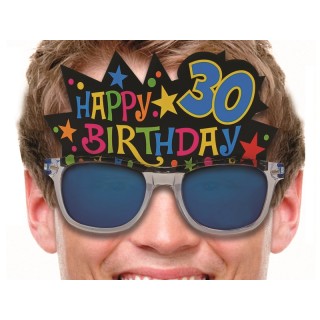  Occhiali a specchio Happy birthday  30 anni pz 1