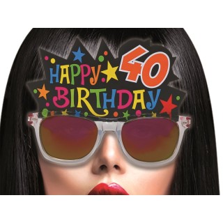  Occhiali a specchio Happy birthday  40  anni pz 1