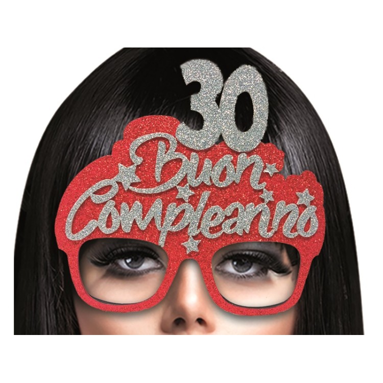  Occhiali Glitter Buon Compleanno 30 anni glitter  pz 1