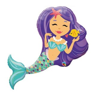 Palloncino Sirena tridimensionale Supershape (Nuovo) - Qualatex - 38" / 97 cm - 1 pezzo