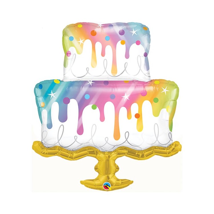 Palloncino Torta bianca ricoperta di glassa arcobaleno (perfetta per tema unicorno)  - Supershape - Qualatex - 99  cm - 1 pz