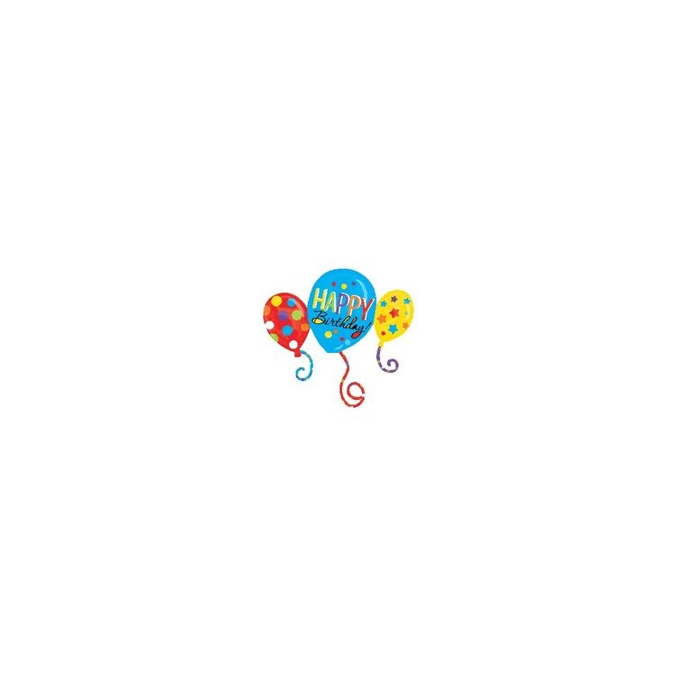 Palloncino Tre Palloncini attaccati con scritta "Happy Birthday" - SuperShape - Anagram - 86 cm x 78 cm - 1 pezzo