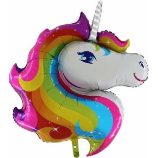 Palloncino Unicorno arcobaleno(Testa Unicorno)  - SuperShape -  - 37"/ 73 cm - 1 pz