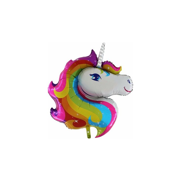 Palloncino Unicorno arcobaleno(Testa Unicorno)  - SuperShape -  - 37"/ 73 cm - 1 pz