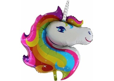 Palloncino Unicorno arcobaleno(Testa Unicorno)  - SuperShape -  - 37"/ 73 cm - 1 pz