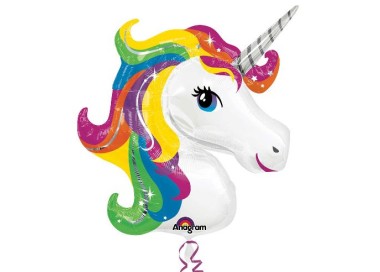 Palloncino Unicorno arcobaleno(Testa Unicorno)  - SuperShape -  Anagram - 83 x  73 cm - 1 pz