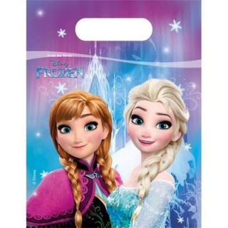 Party Bags FROZEN (Nuovo) - Bustine regalo Frozen - L 17 cm x H 23 cm - 6 pezzi - plastica