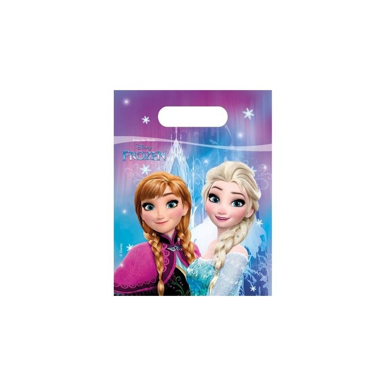 Party Bags FROZEN (Nuovo) - Bustine regalo Frozen - L 17 cm x H 23 cm - 6 pezzi - plastica