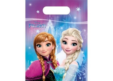 Party Bags FROZEN (Nuovo) - Bustine regalo Frozen - L 17 cm x H 23 cm - 6 pezzi - plastica