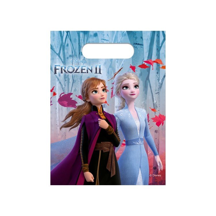 Party Bags FROZEN 2 -Bustine regalo Frozen 2  (Frozen II) nuvo film Disney Il segreto di Arendelle - - L 17 cm x H 23 cm - 6 pezzi - plastica
