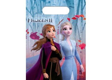 Party Bags FROZEN 2 -Bustine regalo Frozen 2  (Frozen II) nuvo film Disney Il segreto di Arendelle - - L 17 cm x H 23 cm - 6 pezzi - plastica