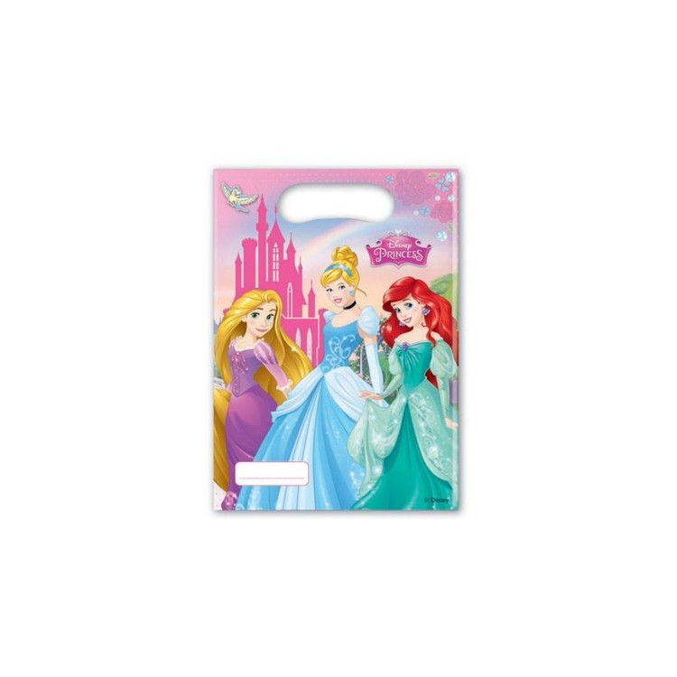Party Bags PRINCIPESSE Disney (Nuovo) - Bustine regalo Principesse Disney - L 17 cm x H 23 cm - 6 pezzi - plastica