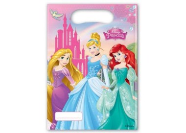 Party Bags PRINCIPESSE Disney (Nuovo) - Bustine regalo Principesse Disney - L 17 cm x H 23 cm - 6 pezzi - plastica