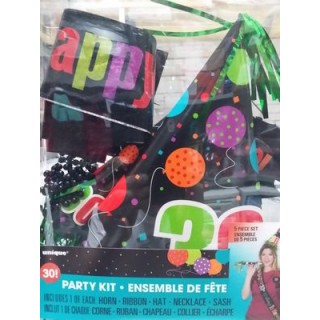 Party Kit : Accessori per Compleanno 30 anni - 5 pezzi - misure e forme diverse - Unique