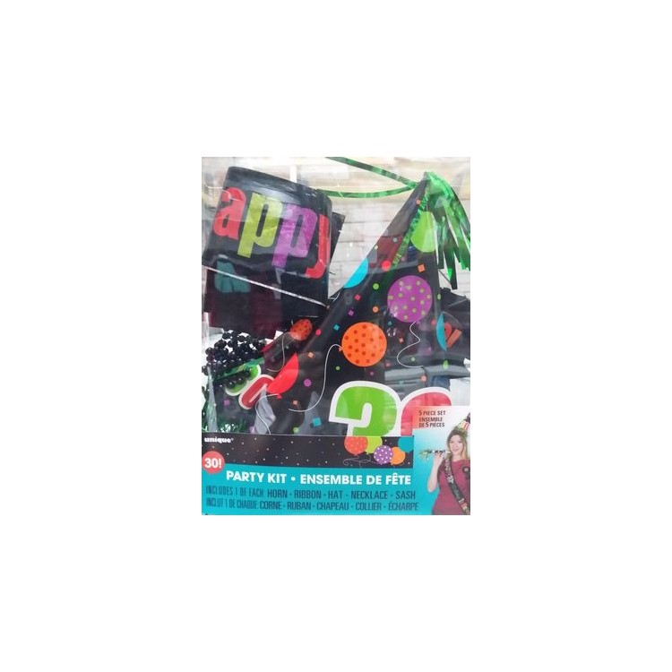 Party Kit : Accessori per Compleanno 30 anni - 5 pezzi - misure e forme diverse - Unique