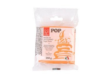 Pasta di Zucchero Pop : per coperture e decorazioni - Colore Arancio Pastello - 250  g -  Senza Glutine e Senza Grassi Idrogenati - Modecor - New