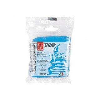 Pasta di Zucchero Pop : per coperture e decorazioni - Colore Azzurro Ciano - 250  g -  Senza Glutine e Senza Grassi Idrogenati - Modecor - New