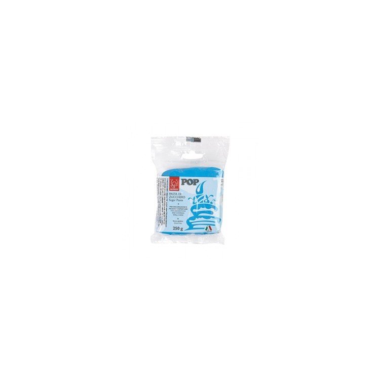 Pasta di Zucchero Pop : per coperture e decorazioni - Colore Azzurro Ciano - 250  g -  Senza Glutine e Senza Grassi Idrogenati - Modecor - New