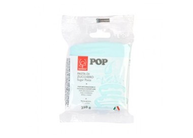 Pasta di Zucchero Pop : per coperture e decorazioni - Colore Azzurro Confetto - 250  g -  Senza Glutine e Senza Grassi Idrogena