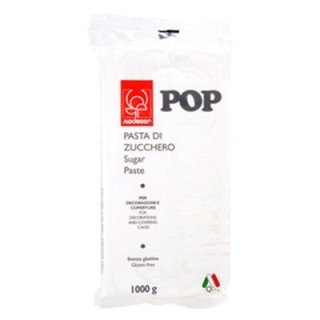 Pasta di Zucchero Pop : per coperture e decorazioni - Colore Bianco Candido - 1 kg -  Senza Glutine e Senza Grassi Idrogenati - Modecor - New