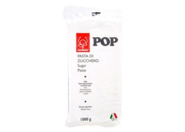 Pasta di Zucchero Pop : per coperture e decorazioni - Colore Bianco Candido - 1 kg -  Senza Glutine e Senza Grassi Idrogenati -