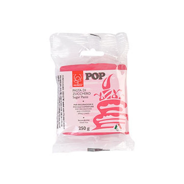 Pasta di Zucchero Pop : per coperture e decorazioni - Colore Fucsia - 250  g -  Senza Glutine e Senza Grassi Idrogenati - Modec