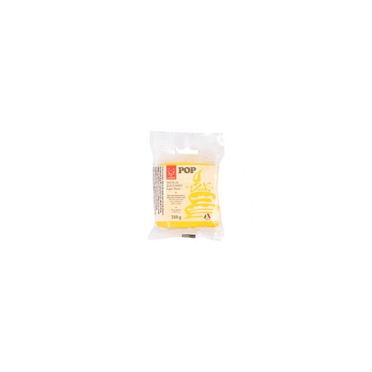 Pasta di Zucchero Pop : per coperture e decorazioni - Colore Giallo Sole - 250  g -  Senza Glutine e Senza Grassi Idrogenati - 