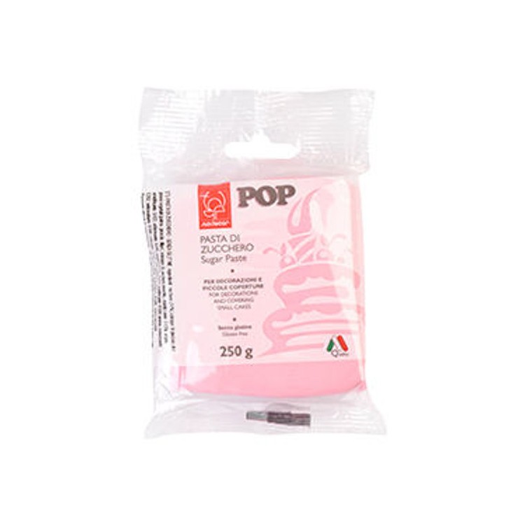 Pasta di Zucchero Pop : per coperture e decorazioni - Colore Rosa Confetto - 250  g -  Senza Glutine e Senza Grassi Idrogenati 