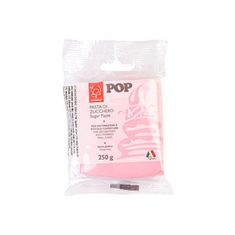 Pasta di Zucchero Pop : per coperture e decorazioni - Colore Rosa Confetto - 250  g -  Senza Glutine e Senza Grassi Idrogenati - Modecor - New