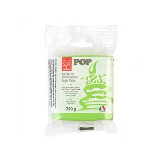 Pasta di Zucchero Pop : per coperture e decorazioni - Colore Verde Prato - 250  g  -  Senza Glutine e Senza Grassi Idrogenati -