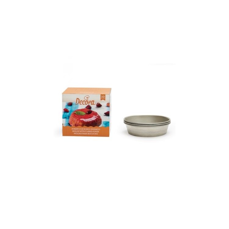10 STAMPI CON BORDO SVASATO IN ALLUMINIO  Dim. Ø 8 cm Parte alta 7,5 cm  Fondo  H 2 cm - 10 pezzi - DECORA