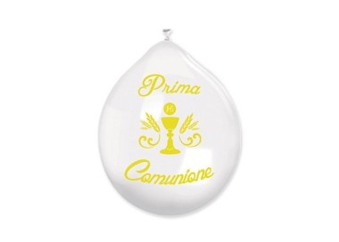 20 palloncini in lattice bianchi stampati "PRIMA COMUNIONE" 10" 26 cm - Big Party