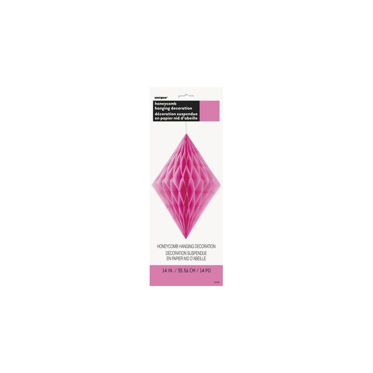 Festone a Rombi Tridimensionali di Carta Velina - Colore Fucsia - Dim. 35,56 cm - Confez. 1 pezzo - Unique