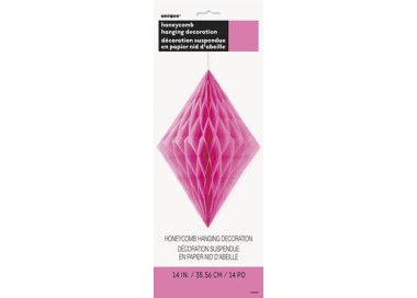 Festone a Rombi Tridimensionali di Carta Velina - Colore Fucsia - Dim. 35,56 cm - Confez. 1 pezzo - Unique