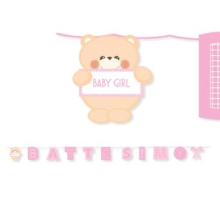 Festone Battesimo Maxi  Bambina - 24 x 25 cm -  6 Metri 1 pz  Big Party